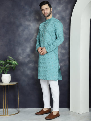 Men's Sequins Embroidered Kurta With Pyjama