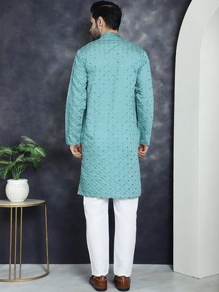 Men's Sequins Embroidered Kurta With Pyjama