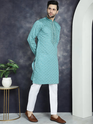 Men's Sequins Embroidered Kurta With Pyjama