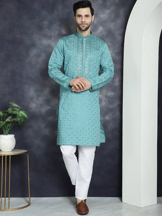 Men's Sequins Embroidered Kurta With Pyjama