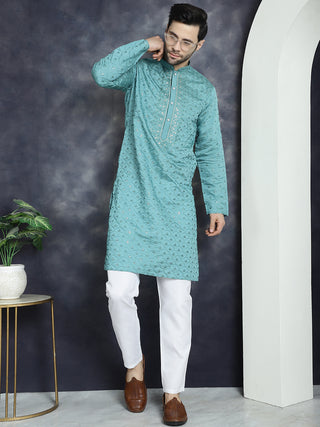 Men's Sequins Embroidered Kurta With Pyjama