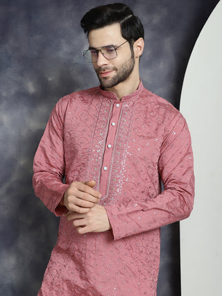 Men's Sequins Embroidered Kurta With Pyjama