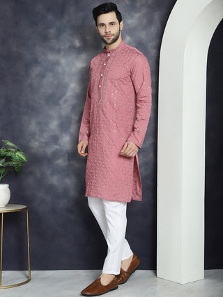 Men's Sequins Embroidered Kurta With Pyjama