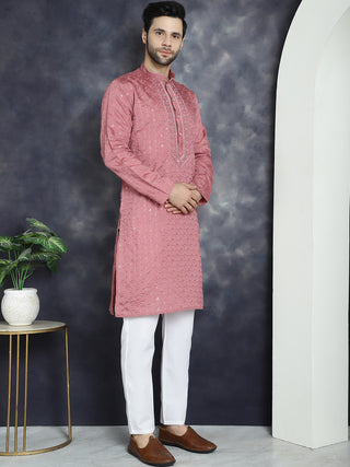 Men's Sequins Embroidered Kurta With Pyjama