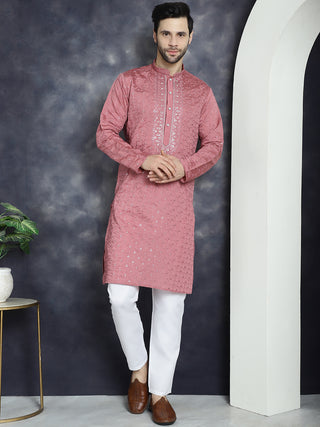 Men's Sequins Embroidered Kurta With Pyjama