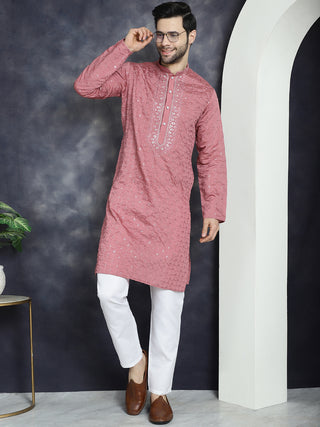 Men's Sequins Embroidered Kurta With Pyjama