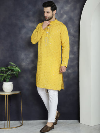 Men's Sequins Embroidered Kurta With Pyjama