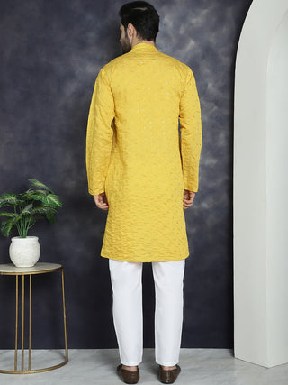 Men's Sequins Embroidered Kurta With Pyjama