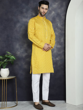 Men's Sequins Embroidered Kurta With Pyjama