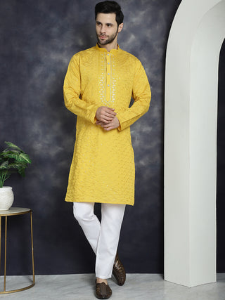 Men's Sequins Embroidered Kurta With Pyjama