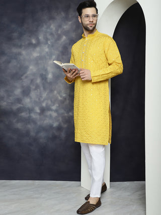 Men's Sequins Embroidered Kurta With Pyjama