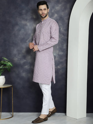 Men's Sequins Embroidered Kurta With Pyjama