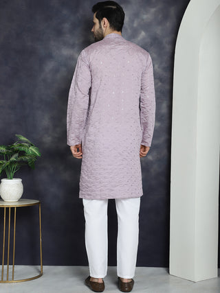 Men's Sequins Embroidered Kurta With Pyjama