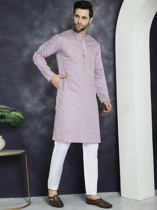 Men's Sequins Embroidered Kurta With Pyjama