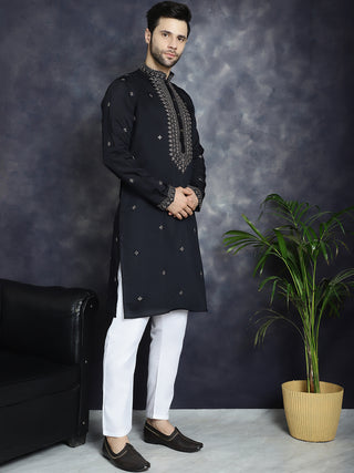 Men's Sequins Embroidered Kurta With Pyjama