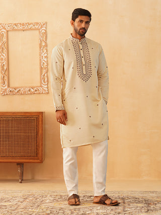 Men's Sequins Embroidered Kurta With Pyjama