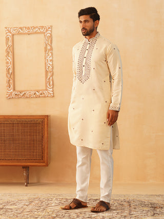 Men's Sequins Embroidered Kurta With Pyjama