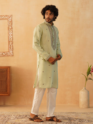 Men's Sequins Embroidered Kurta With Pyjama