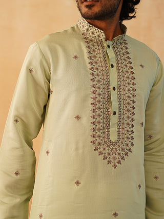 Men's Sequins Embroidered Kurta With Pyjama