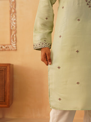 Men's Sequins Embroidered Kurta With Pyjama