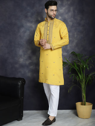 Men's Sequins Embroidered Kurta With Pyjama