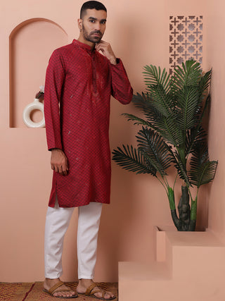 Men's Sequins Embroidered Kurta With Pyjama