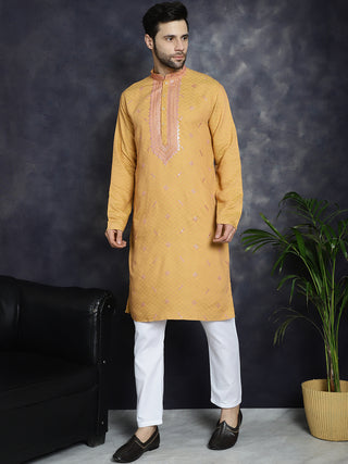 Men's Sequins Embroidered Kurta With Pyjama