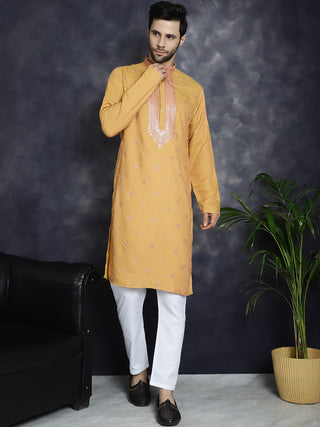 Men's Sequins Embroidered Kurta With Pyjama