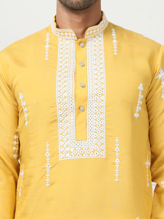 Collar Chikankari Embroidered Kurta With Pyjama