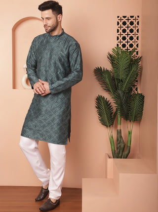 Men's Chikankari and Sequence Kurta with Pyjama