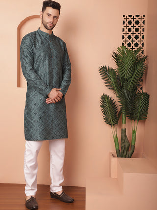 Men's Chikankari and Sequence Kurta with Pyjama