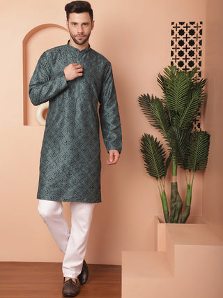 Men's Chikankari and Sequence Kurta with Pyjama