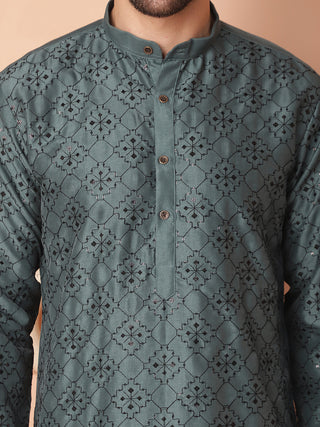 Men's Chikankari and Sequence Kurta with Pyjama