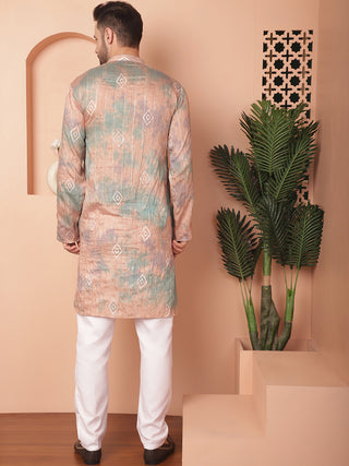 Men's Multi Tei-Dye Printed Kurta Pyjama Set