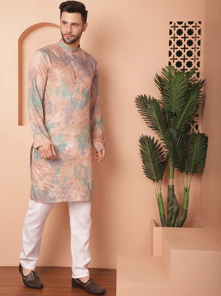 Men's Multi Tei-Dye Printed Kurta Pyjama Set