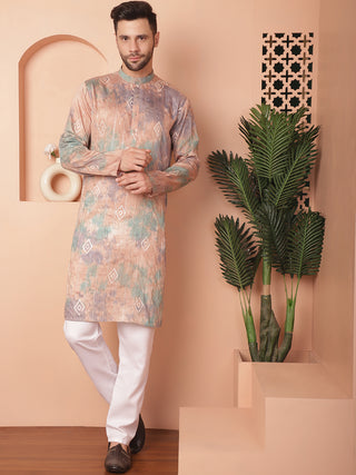 Men's Multi Tei-Dye Printed Kurta Pyjama Set