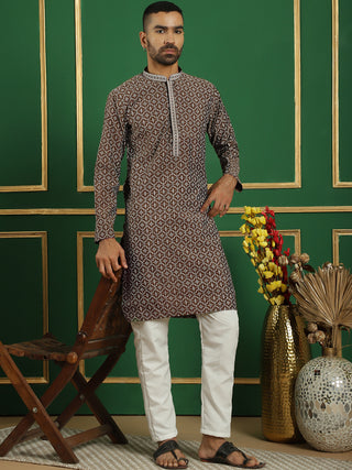 Men's Geometric Printed Kurta with Pyjama