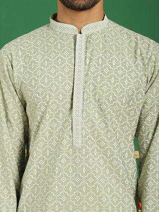 Men's Geometric Printed Kurta with Pyjama
