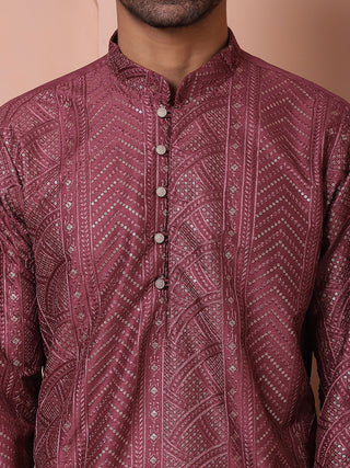 Men's Embroidered and Sequins Kurta Pyjama Set