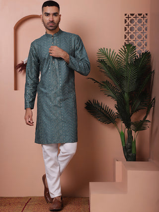 Men's Embroidered and Sequins Kurta Pyjama Set