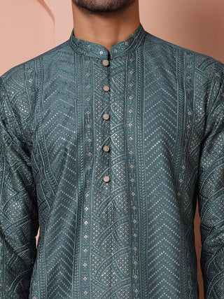 Men's Embroidered and Sequins Kurta Pyjama Set