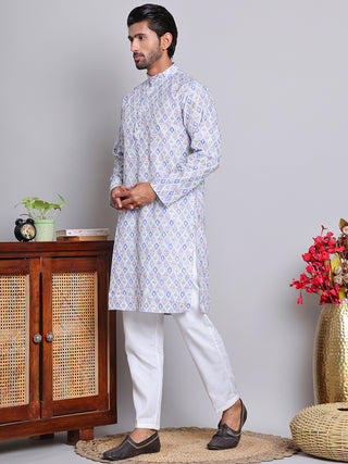 Men's Printed and Embroidered Kurta Pyjama Set