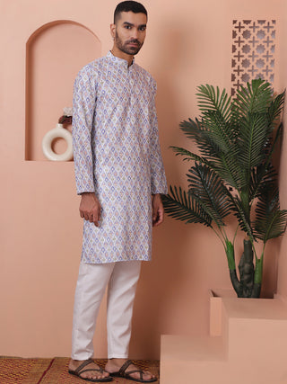 Men's Printed and Embroidered Kurta Pyjama Set