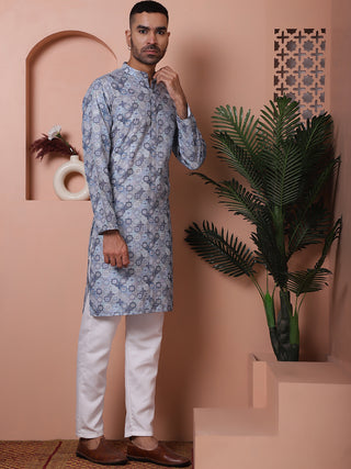 Men's Printed and Embroidered Kurta Pyjama Set