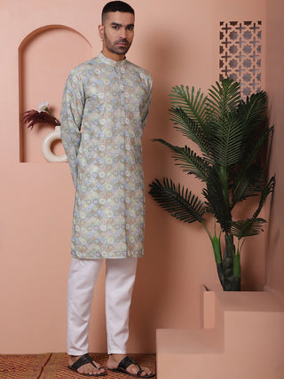 Men's Printed and Embroidered Kurta Pyjama Set