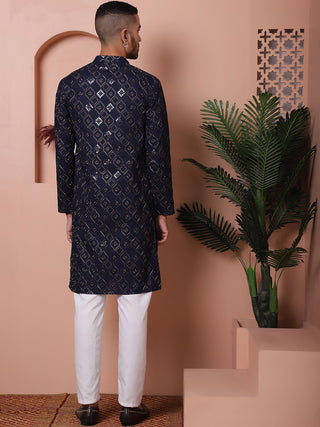 Men's Sequins and Embroidered Kurta with Pyjama