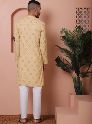 Men's Sequins and Embroidered Kurta with Pyjama