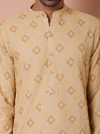 Men's Sequins and Embroidered Kurta with Pyjama