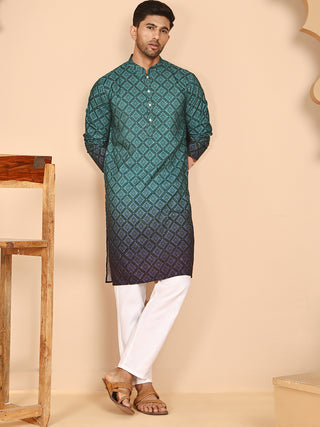 Ombre Printed Kurta Pyjama Set For Men
