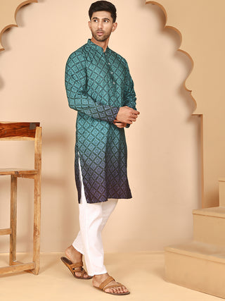 Ombre Printed Kurta Pyjama Set For Men